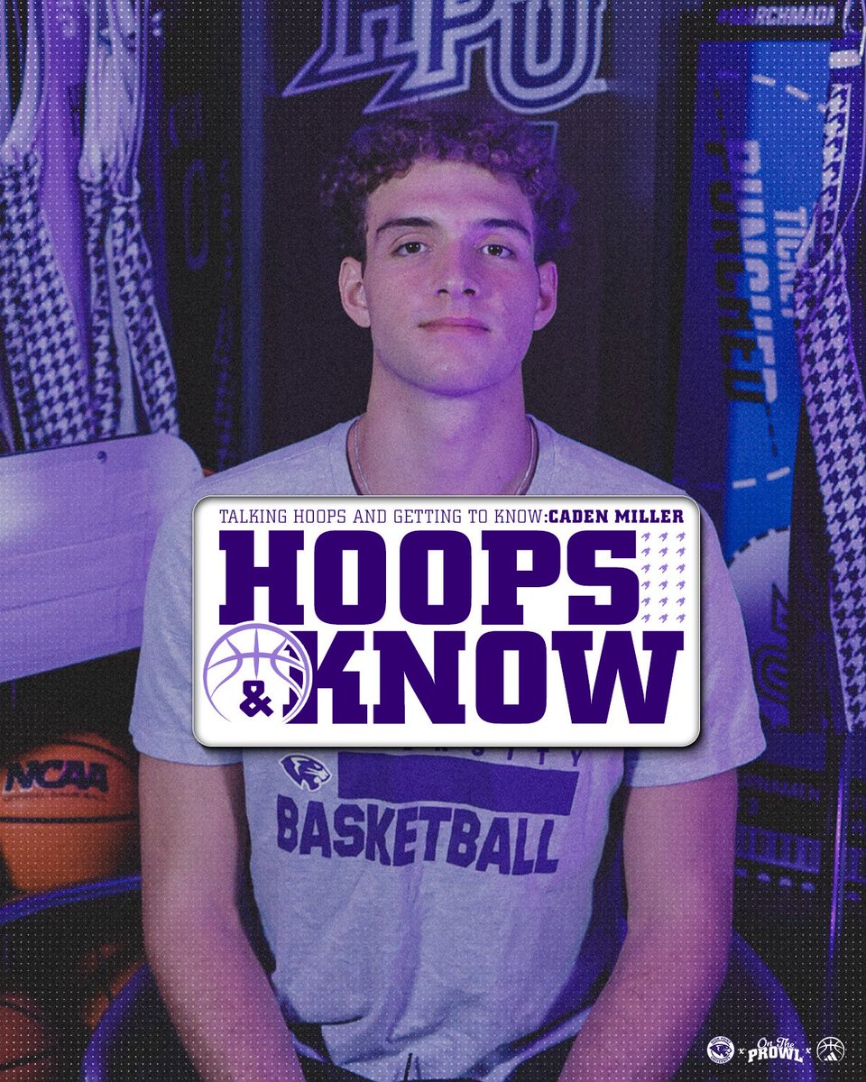 HPUMBB's tweet photo. Hoops &amp; Know: Caden Miller

Power. Protection. Above the rim. Get to know the big man bringing the thunder on the glass, protecting the paint, and finishing with authority.

#GoHPU x #OnTheProwl https://t.co/9U8XV3l2sP