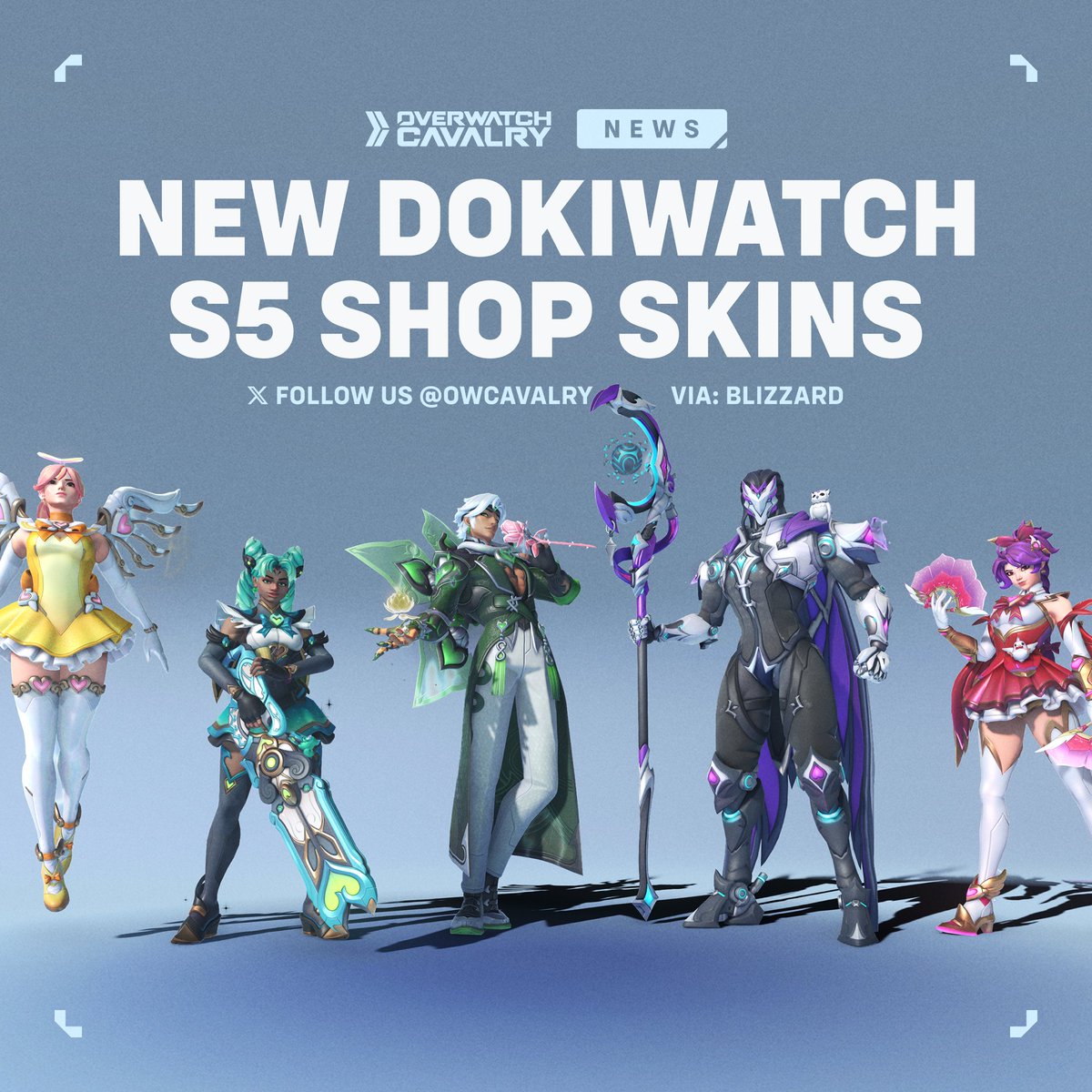 OWCavalry's tweet photo. New #Overwatch Shop Bundle: Dokiwatch 🎀

Featuring skins for Mercy, Illari, Lifeweaver, Ramattra, and Anran.

🗓️ Available in Season 5. https://t.co/xuYty5TPqD