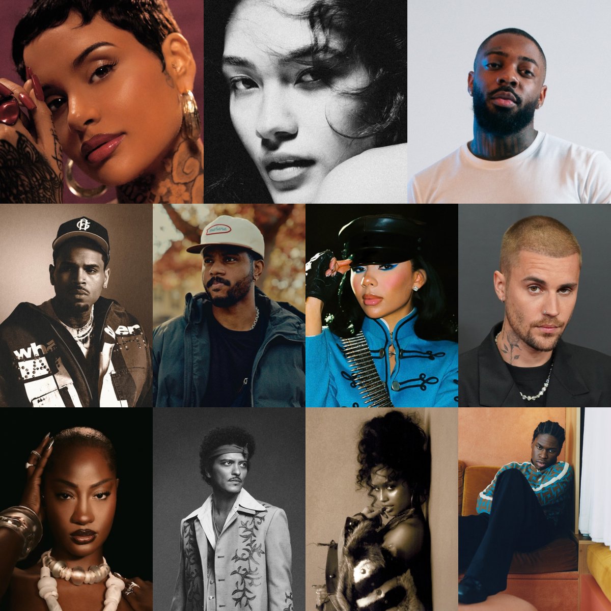 rnbradar's tweet photo. For the first time, fans decide the Soul Train Award for R&B/Soul Song of the Year. 

⬛ Kehlani 'Folded'
⬛ Olivia Dean 'Man I Need'
⬛ Brent Faiyaz 'Butterflies'
⬛ Chris Brown and Bryson Tiller 'It Depends'
⬛ Mariah the Scientist 'Is It a Crime'
⬛ Justin Bieber 'Yukon'
⬛ Tems 'What You Need'
⬛ Bruno Mars 'I Just Might'
⬛ Tyla 'Chanel'
⬛ Daniel Caesar 'Who Knows'