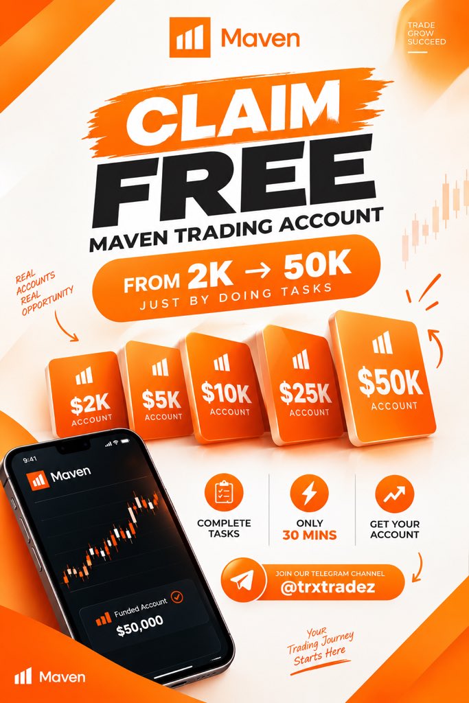 MoneybagSosaa's tweet photo. Traders looking for a free funded account? Just do simple 30-min tasks and claim a free Maven Trading funded account ($2K to $50K). Real opportunity 👇
https://t.co/NZ44p3nVIq https://t.co/KmZQxAIWVC