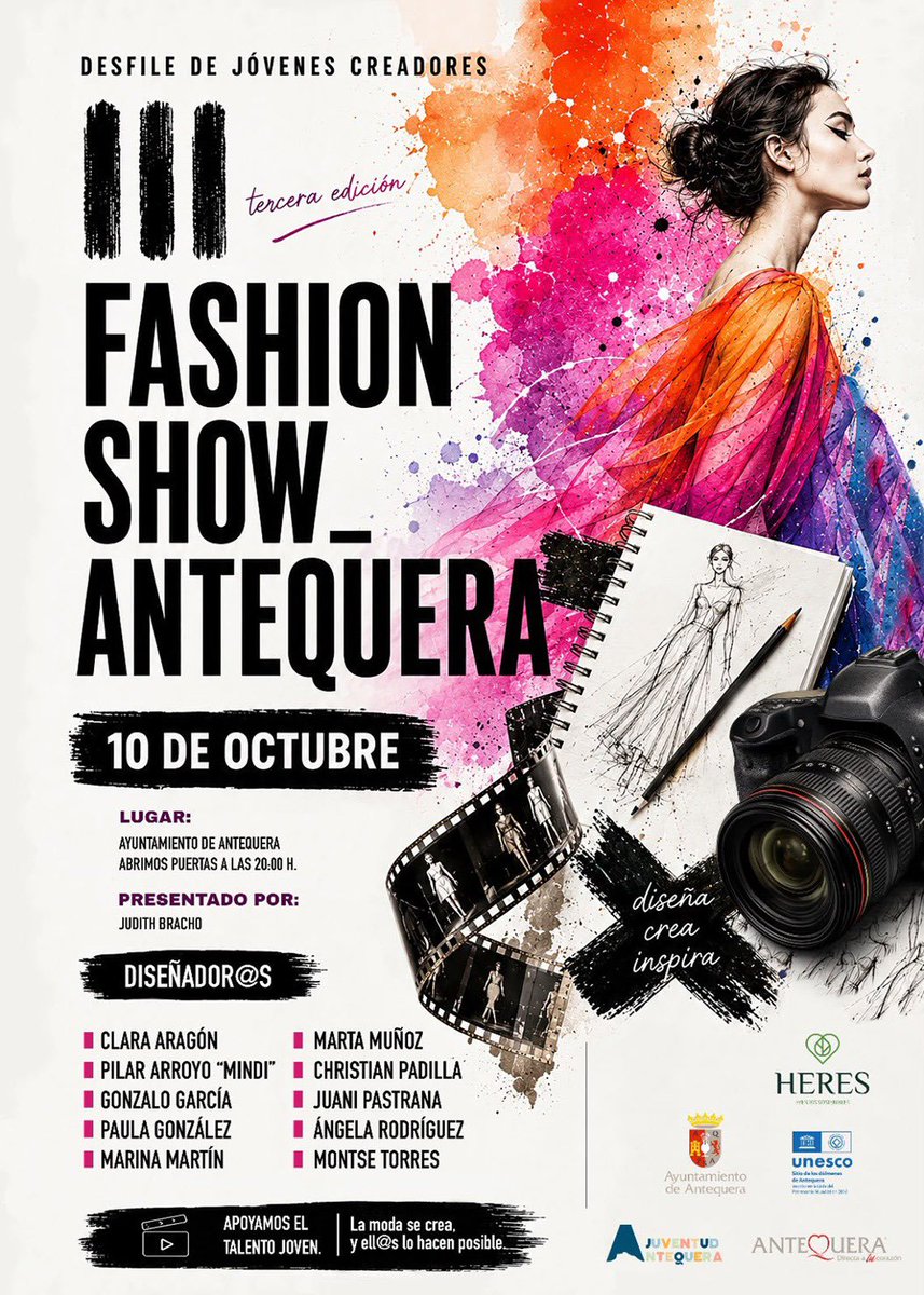 AytoAntequera's tweet photo. ℹ️ Información de servicio público
👗 III Fashion Show Antequera

▫️ Sábado 10 #octubre
▫️ 20:30 horas
▫️ Patio del Ayuntamiento
▫️ Entrada libre

📲 Más información:
https://t.co/jT0piQ2nfs https://t.co/dW0mB5Ov2v
