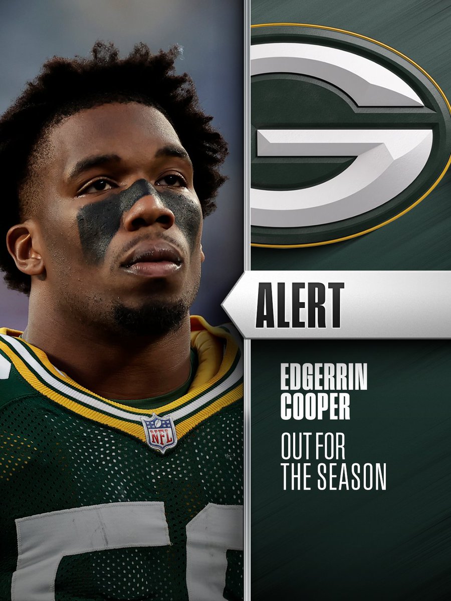 Packers LB Edgerrin Cooper suffered torn Achilles, out for the season. (via @​rapsheet, @​adamschefter) 
 [📷](https://pbs.twimg.com/media/HT4j2oZXwAAwas4.jpg) 