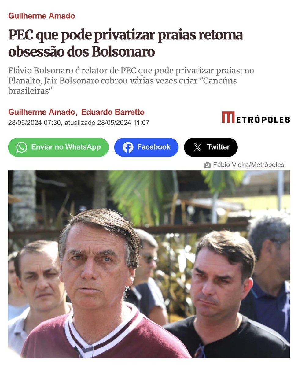mandstu25's tweet photo. 🚨 FLÁVIO BOLSONARO RELATOR DA PEC PROMETE PRIVATIZAR AS PRAIAS, ELE VAI ACABAR COM O LAZER DAS FAMÍLIAS. https://t.co/hRIl5qIr3z