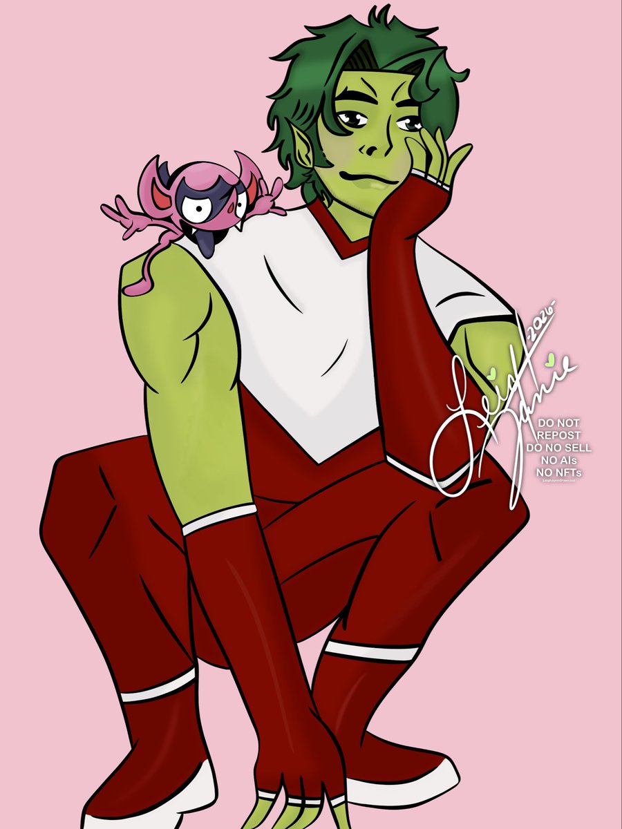 LeighJunieDraws's tweet photo. For my friend @KristineKasuka Day 4 & 5 of #arttober #Impidimp and #BeastBoy #pokemon #dccomics #teentitans 💚🩷
This was a fun one to make! 🙂 https://t.co/aWl10vieRq