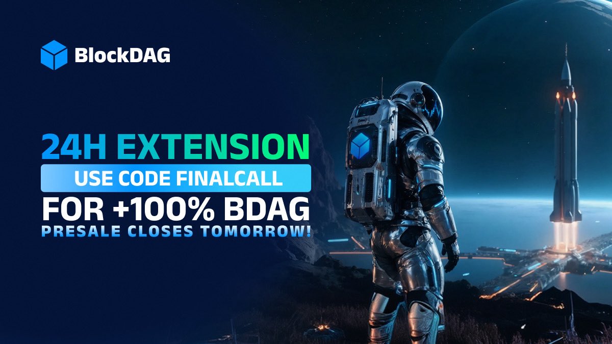 blockdagnetwork's tweet photo. 🚨 24H EXTENSION: USE CODE "FINALCALL" FOR +100% BDAG—PRESALE CLOSES TOMORROW!🚨

🔥 EPIC WEEK STARTS WITH “FINALCALL”—MAKE YOUR LAST PRESALE BUY TWICE AS BIG! 💎💎

Buy NEW BDAG at $0.00000001 and enter FINALCALL at checkout:

💥 +100% extra NEW BDAG coins
🏁 Priority delivery
💰 Same spend. DOUBLE the BDAG coins!

⏳ TOMORROW TUESDAY, OCTOBER 6: Presale closes.
🌍 WEDNESDAY, OCTOBER 7: NEW BDAG launches on MAJOR GLOBAL EXCHANGES!

🔥 THE EXTENSION ENDS TOMORROW. USE CODE "FINALCALL" TODAY!

👉  BUY NEW BDAG NOW

Let's GO! 🚀