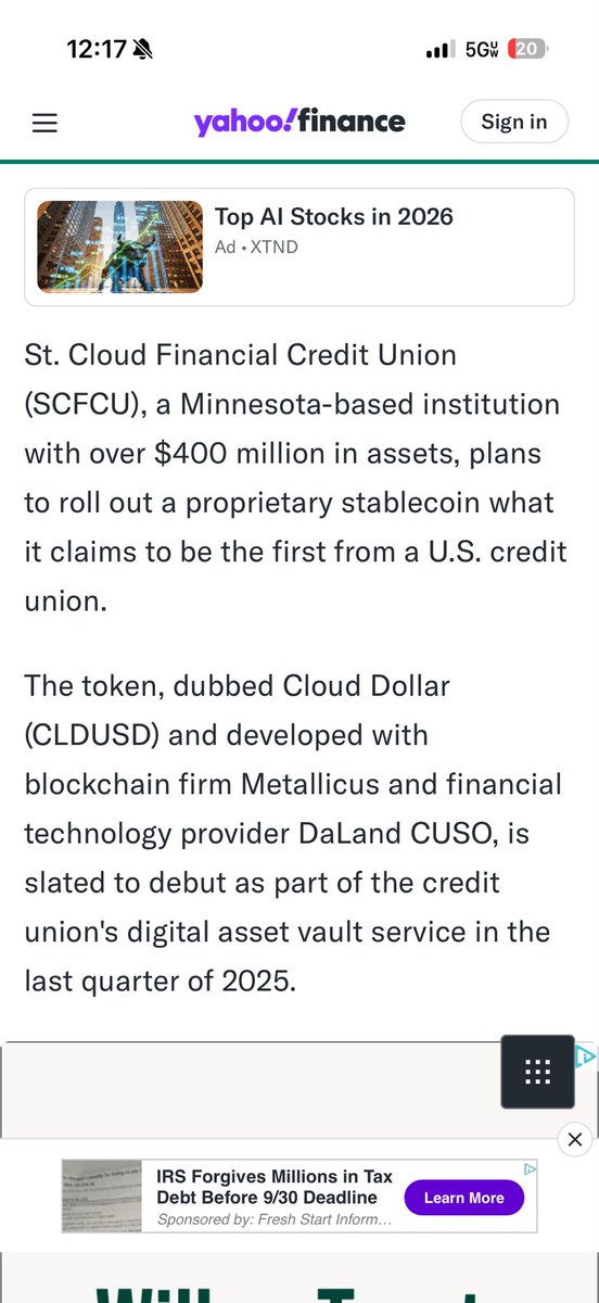 XPROGTDBN28's tweet photo. Jed sat down with Bitcoin Magazine and said it straight.
Bitcoin is really important to them. They know it is going to be here. Open the app and you see your insured checking account, and right next to it your Bitcoin vault. Same login. Same credit union. No Coinbase.
That is the part people are missing.
They already crossed 10 BTC in member vaults. Cloud Dollar, the first credit union stablecoin, sits on the same rails. Checking, Bitcoin, and their own digital dollar under one roof.
None of that happens without Metallicus.
The vault and Cloud Dollar run on their stack. @MetalBlockchain  is the compliant layer under it, BSA, AML, and KYC built in. DaLand’s Coin2Core plugs that into the core so posting, reconciliation, and the member view stay inside the credit union. Without @MetallicusTDBN there is no on-chain dollar they control, no way to keep the Bitcoin vault sitting next to checking, and no path to payments or lending against it later.
Outside platforms were already pulling members. About $1 million out in 2023. About $15 million in 2025. This is how they stop that.
Jed can talk about Bitcoin all day. They cannot put the vault next to the checking account without Metallicus. Read: https://t.co/sFXFA6gqtw