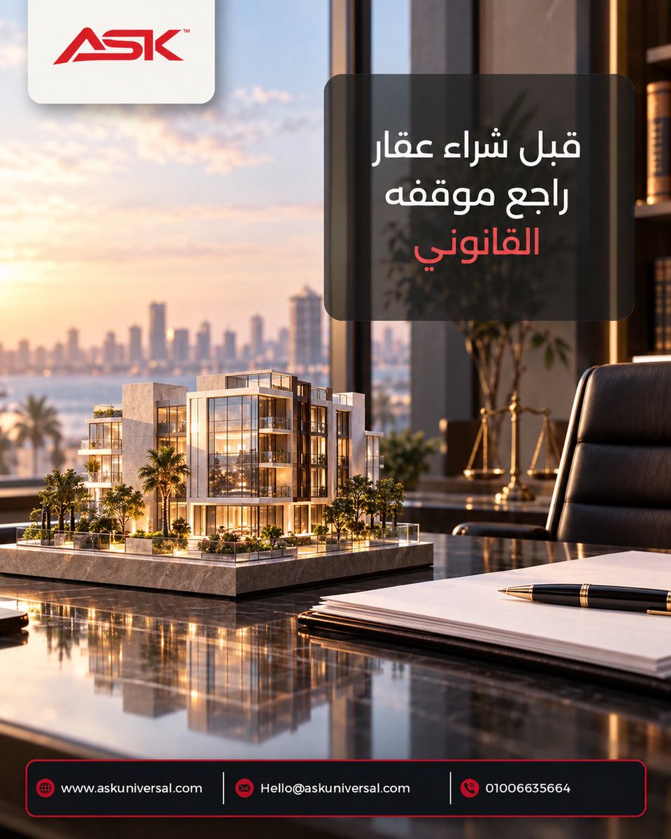 ASKUNIVERSAL's tweet photo. قبل دفع مقدم أو توقيع عقد شراء عقار، راجع مستندات الملكية، وصفة البائع، وشروط السداد والتسليم.

ASK Universal تساعدك في تقييم الموقف القانوني وفهم التزاماتك قبل الشراء.

📞 01006635664
https://t.co/ESYbZeDsTT

#ASKUniversal #عقارات https://t.co/pxSnpYhweO