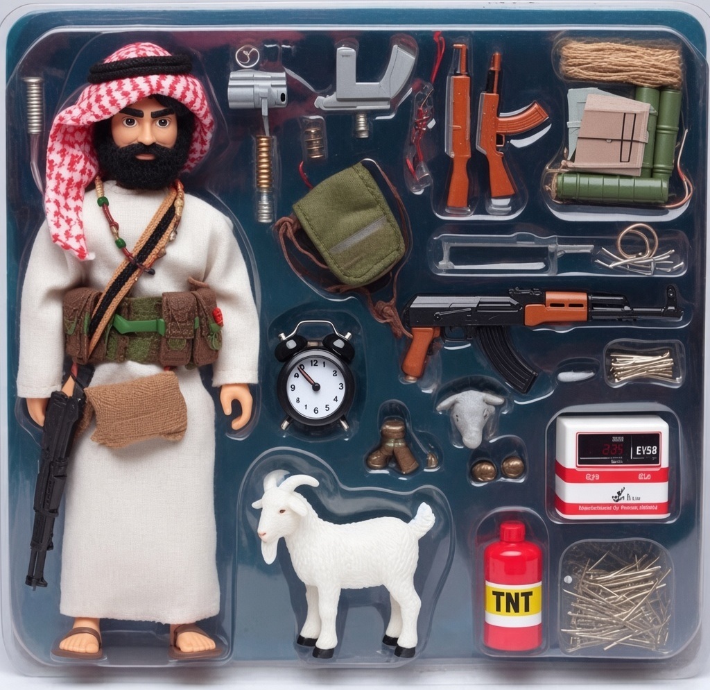 void_orbit's tweet photo. The Islamic action man, available to order from all Sharia compliant businesses.
#ActionFigureOfTheYear
#AlarmClockNotIncluded
#ToyStoryGoneWrong
#TerroristStarterPack
#SoldSeparately
#BadToTheBone
#PlaytimeOver
#NotForKids
#HalalActionFigure
#JihadiJaved
#ExtremeIslam
#AllahTheAkbar
#IslamicMercenary
#ShariaPlaytime
#MilitantIslamist
