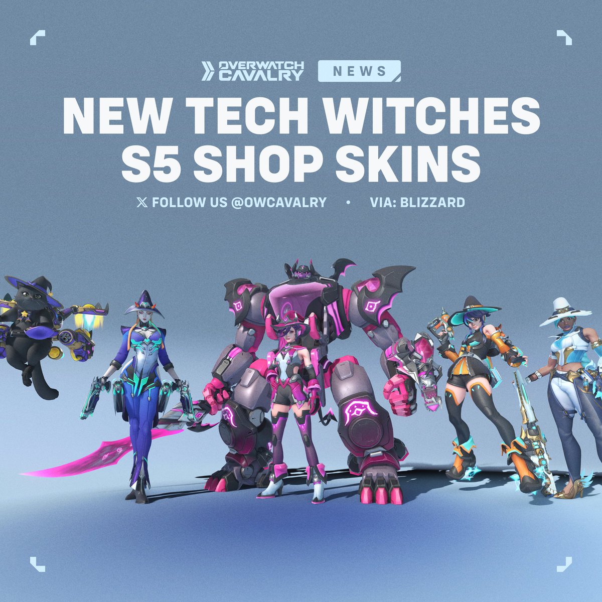 OWCavalry's tweet photo. New #Overwatch Shop Bundle: Tech Witches 🧹

Featuring skins for Jetpack Cat, Shion, D.Mon, Juno, and Sierra.

🗓️ Available: Oct 09 - Oct 26 https://t.co/3VZvi5qjFZ