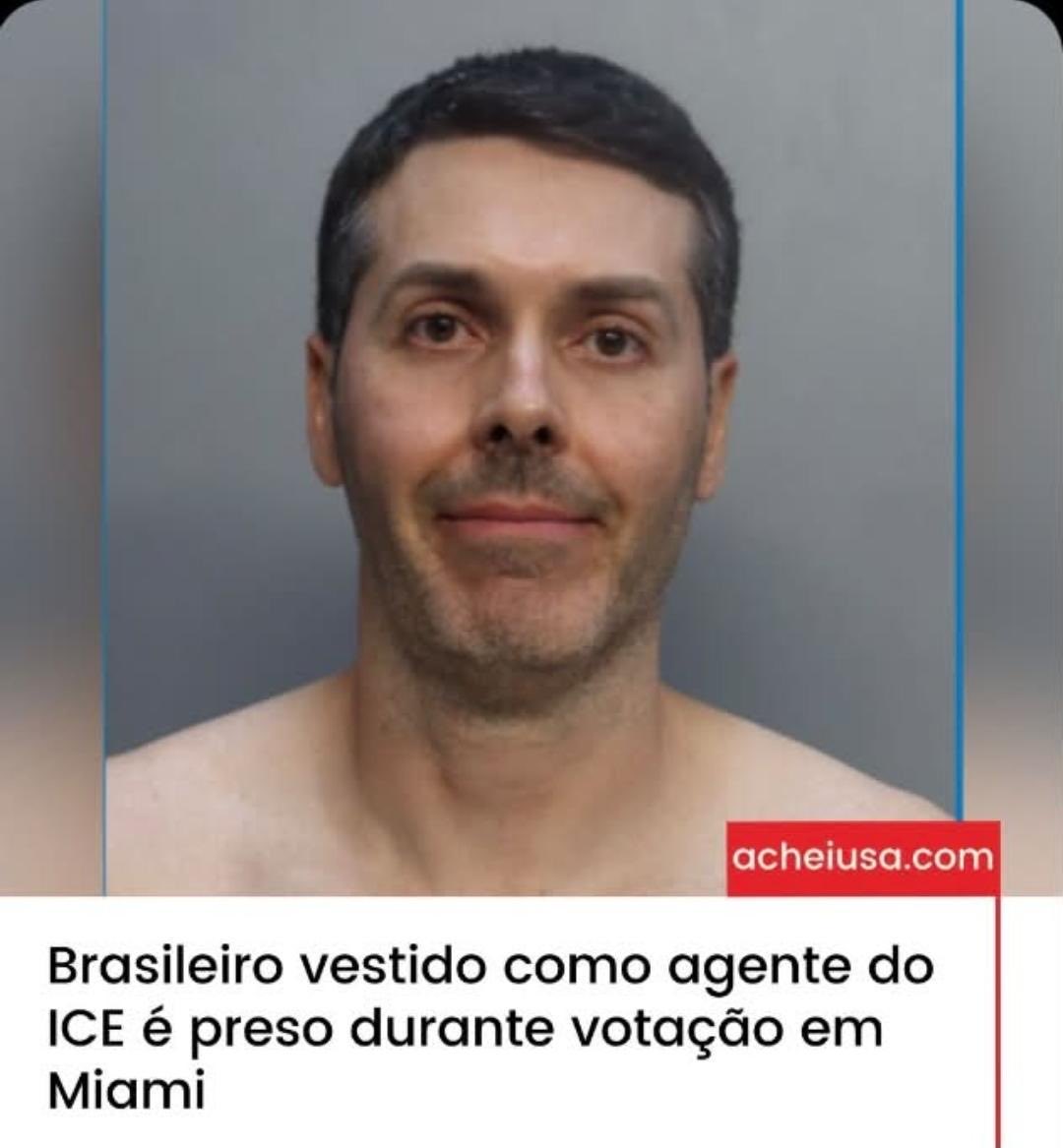 juliovschneider's tweet photo. Petista que se passou por agente do ICE ( imigração) pra assustar os eleitores brasileiros em Miami. 

Aqui a foto dele já na cadeia. https://t.co/yHRuFtmkIN