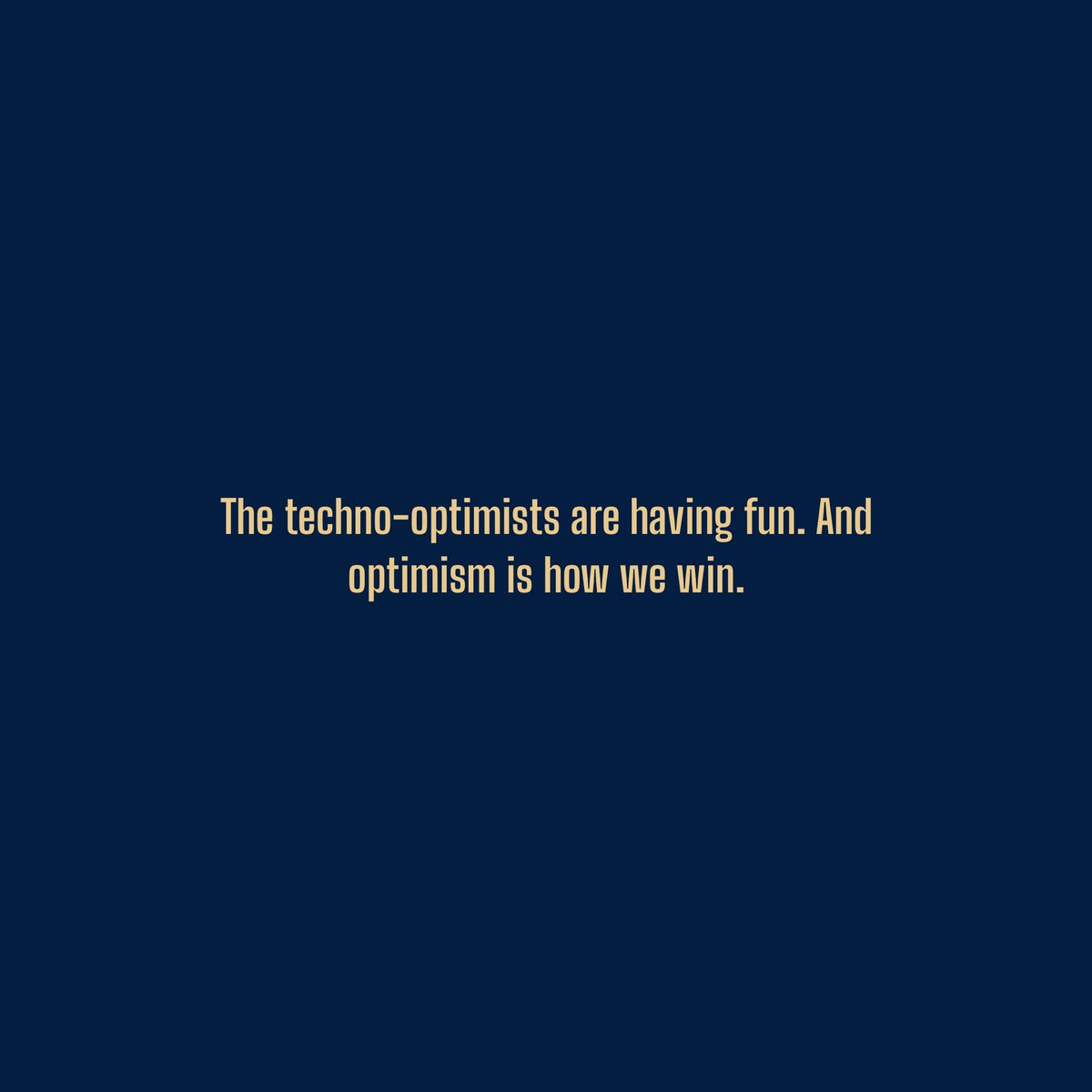 edtarnowski's tweet photo. The techno-optimists are having fun. And optimism is how we win.

Read my latest for @ComputeOptimist ✍🏻