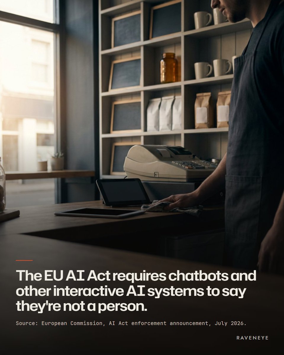Raveneyeglobal's tweet photo. Does your website have a chat box for bookings or questions?

Since August, EU law says it must be clear it's an AI assistant, not a person.

It's about being honest with customers. And it's now the law. A quick thing to check.

#aiChatbotForWebsite https://t.co/1MzXK3nsVv