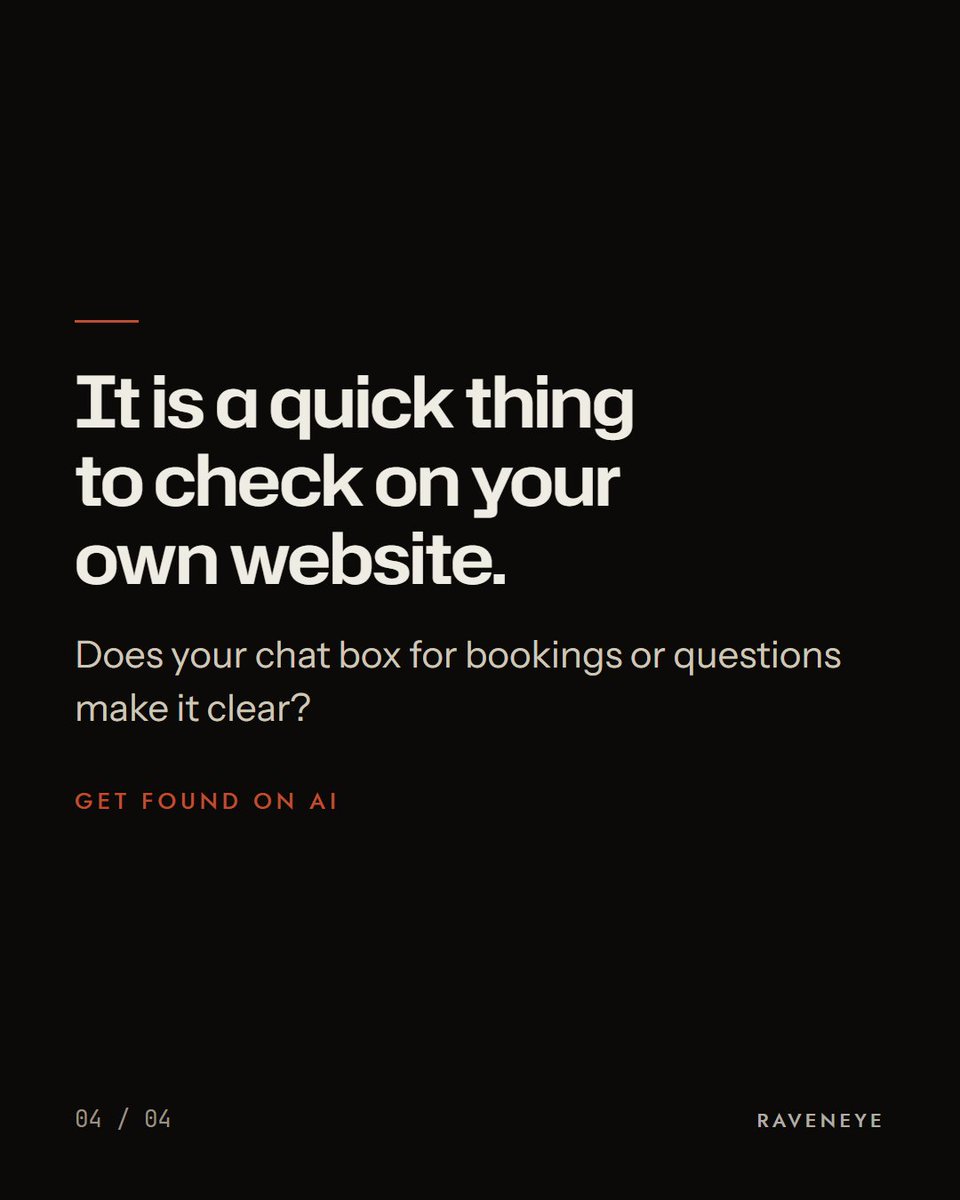 Raveneyeglobal's tweet photo. Does your website have a chat box for bookings or questions?

Since August, EU law says it must be clear it's an AI assistant, not a person.

It's about being honest with customers. And it's now the law. A quick thing to check.

#aiChatbotForWebsite https://t.co/1MzXK3nsVv
