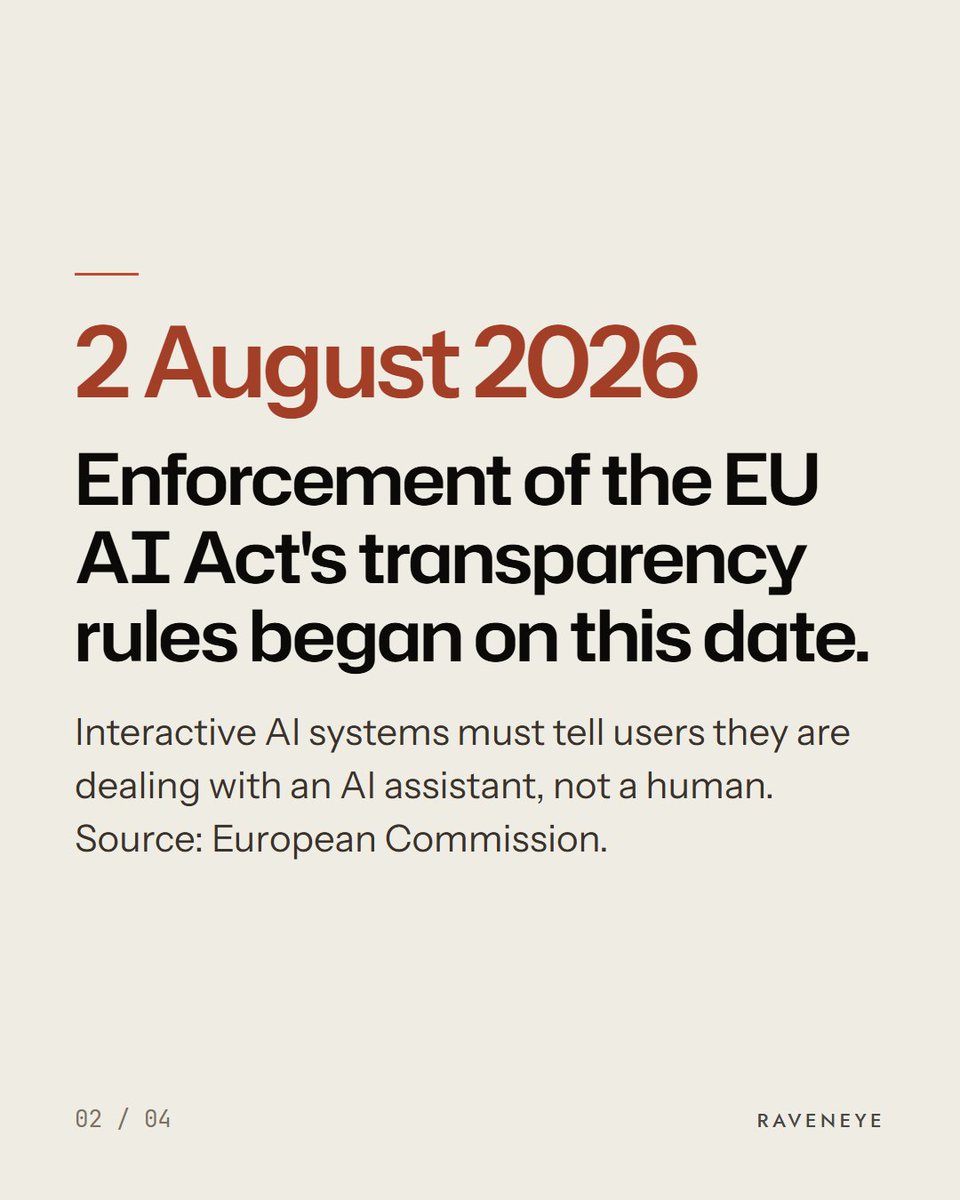 Raveneyeglobal's tweet photo. Does your website have a chat box for bookings or questions?

Since August, EU law says it must be clear it's an AI assistant, not a person.

It's about being honest with customers. And it's now the law. A quick thing to check.

#aiChatbotForWebsite https://t.co/1MzXK3nsVv