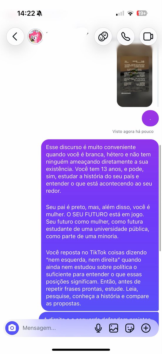 4NYSW0RK's tweet photo. minha prima de 13 anos postou essa porra no stories e eu nao me aguentei nao, pqp. esse devia ser o futuro do nosso brasil. https://t.co/Kn15JoLQda