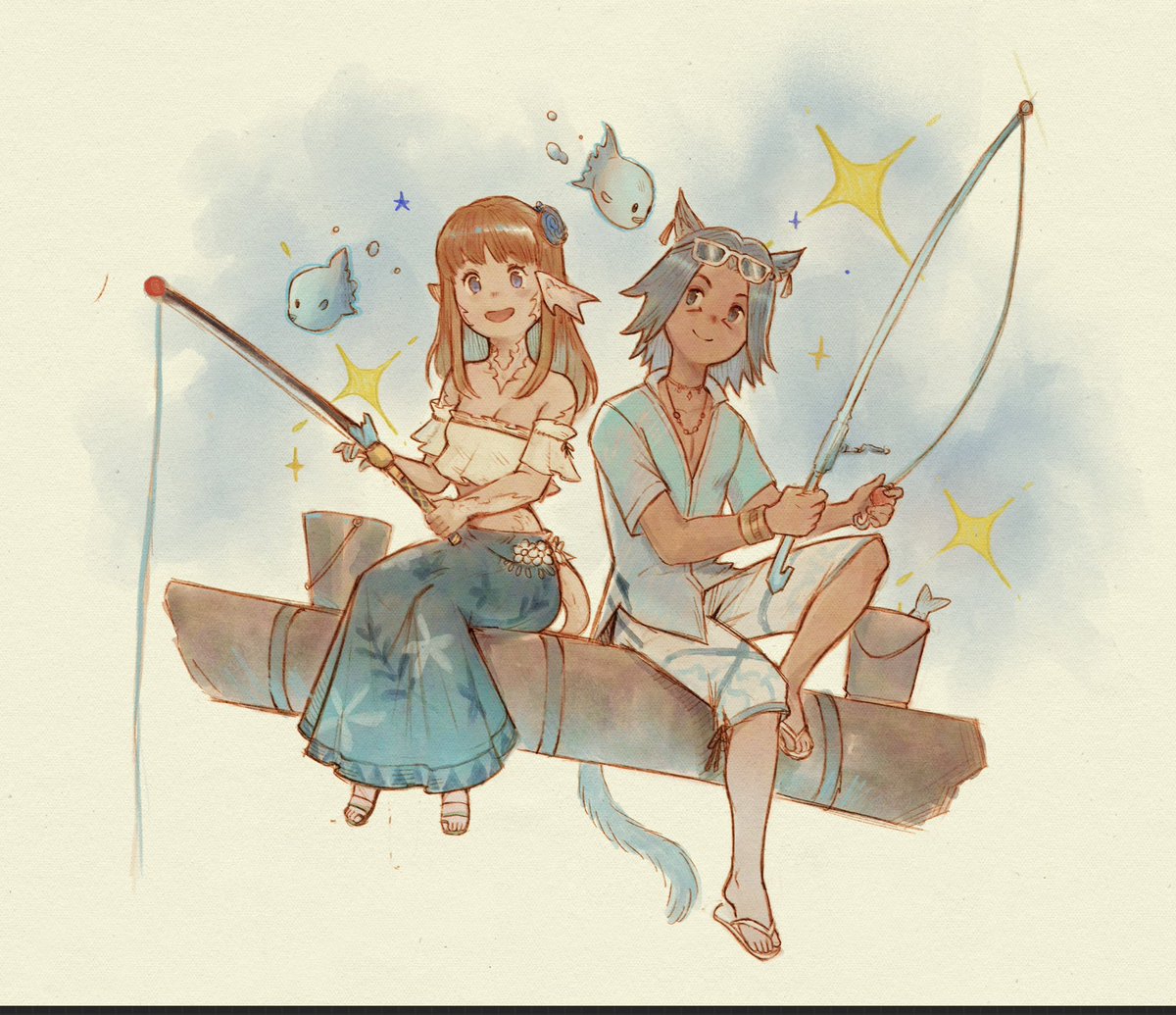 mangohusein's tweet photo. FFXIV fishing commission #ffxiv https://t.co/Qq2D70XW0N