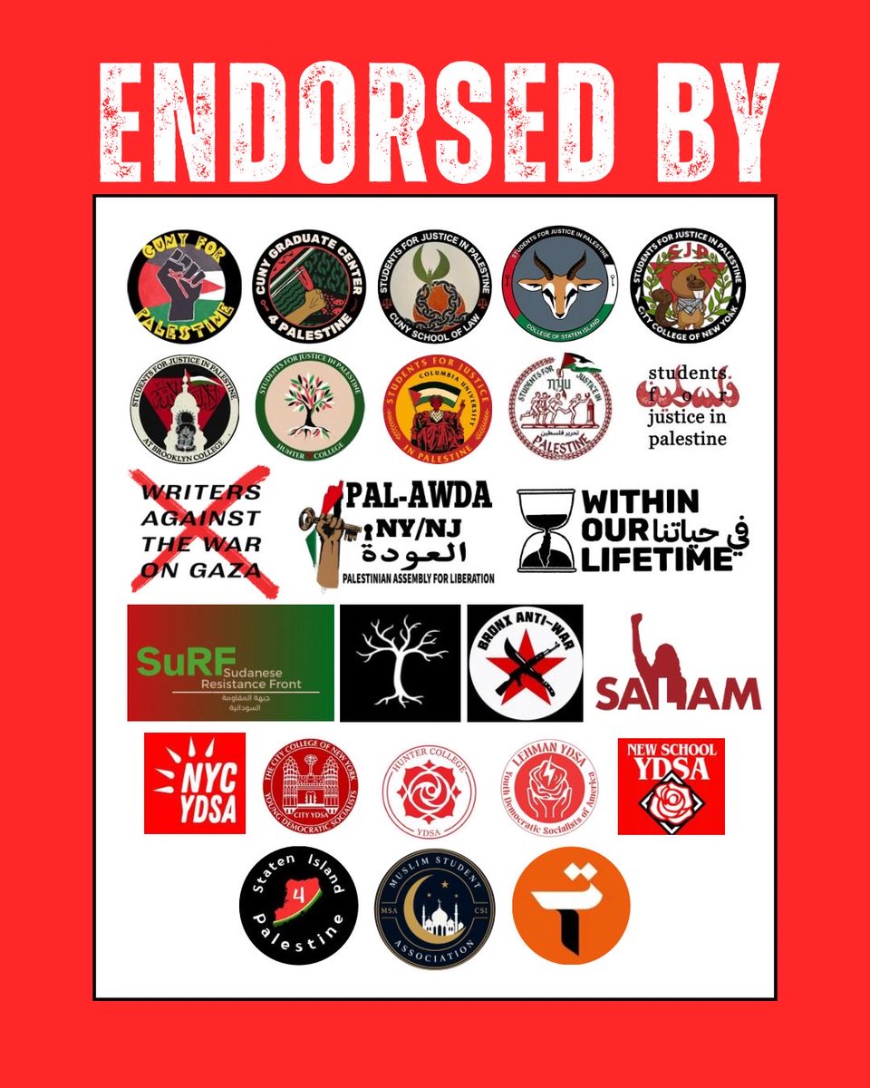 WOLPalestine's tweet photo. THREE YEARS OF GENOCIDE. THREE YEARS OF RESISTANCE.

📍 New York City Hall
🗓️ October 7, 2026
⏰ 4:00pm

October 7th marks three years of the ongoing genocide of the Palestinian people, one of the deadliest ongoing and globally broadcasted massacres in modern history. 

October 7th marks three years since resistance against imperialism changed the fate of our world forever.

In New York City, Mayor Zohran Mamdani campaigned on promises to the Palestine movement. He has betrayed his own alleged values, failing to make those promises a reality. Instead, he has repeatedly capitulated to zionist pressure: Criminalizing protests against the sale of stolen Palestinian land in New York City through the passage of the NYC Council Bill Intro 1-B; allowing the NYPD to surveil, arrest, and violently suppress protests against these illegal land sales; and most recently, pledging $26 million tax dollars to the “Strategy to Combat Anti-Semitism“ which will provide funding for zionist propagandist groups such as JCRC-NY; and security infrastructure for zionist synagogues which host illegal real estate sales of stolen Palestinian land to expand settlements. 

The Mayor’s claim of solidarity with the Palestinian people is meaningless when it is followed by no action and capitulation to zionist pressure. 

🇵🇸 Join us on October 7th at 4pm outside City Hall to hear the student movement's demands to the Mayor of New York City, one of two institutional authorities over the CUNY Board of Trustees. 
🇵🇸 Join us to honor our martyrs, prisoners, and liberators, and to remind New York City that we will not rest until the complete liberation of the Palestinian people.