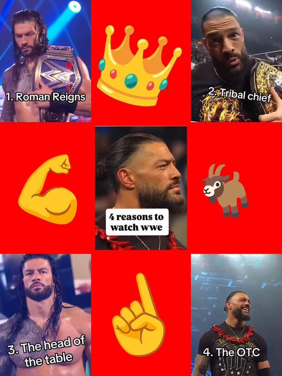 DottiKezlaw's tweet photo. All 4 reasons r beyond a legit reason to watch WWE ☝️🩸 ROMAN REIGNS " BKA " JOE ANOAI' is the reason nd will be the ONLY reason!!!!!!!!!!!!!!!!!!!!
#romanempire
#theking
@WWERomanReigns https://t.co/KBAsreYvfR