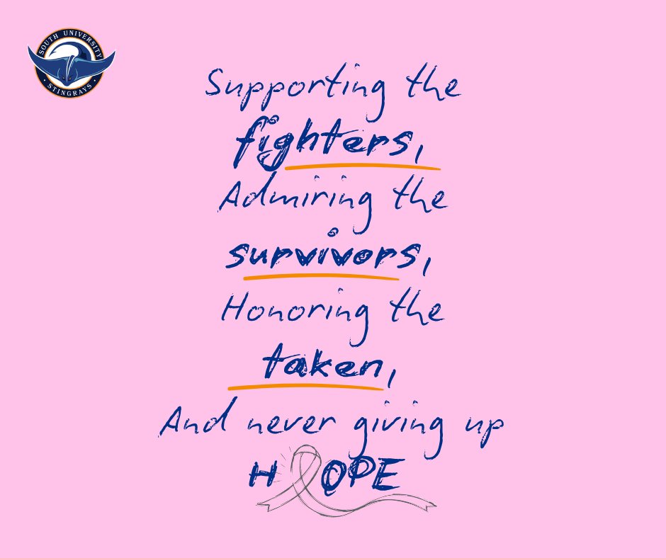 SouthU's tweet photo. 🎀 #MondayMotivation | #BreastCancerAwarenessMonth 🎀 

This month, we honor survivors, remember those we’ve lost, and stand with everyone impacted by breast cancer. 💗  Let’s lead with strength, hope, compassion, and support, today &amp; every day. 

#PinkOctober #SouthCares https://t.co/9zhiXnb0HG