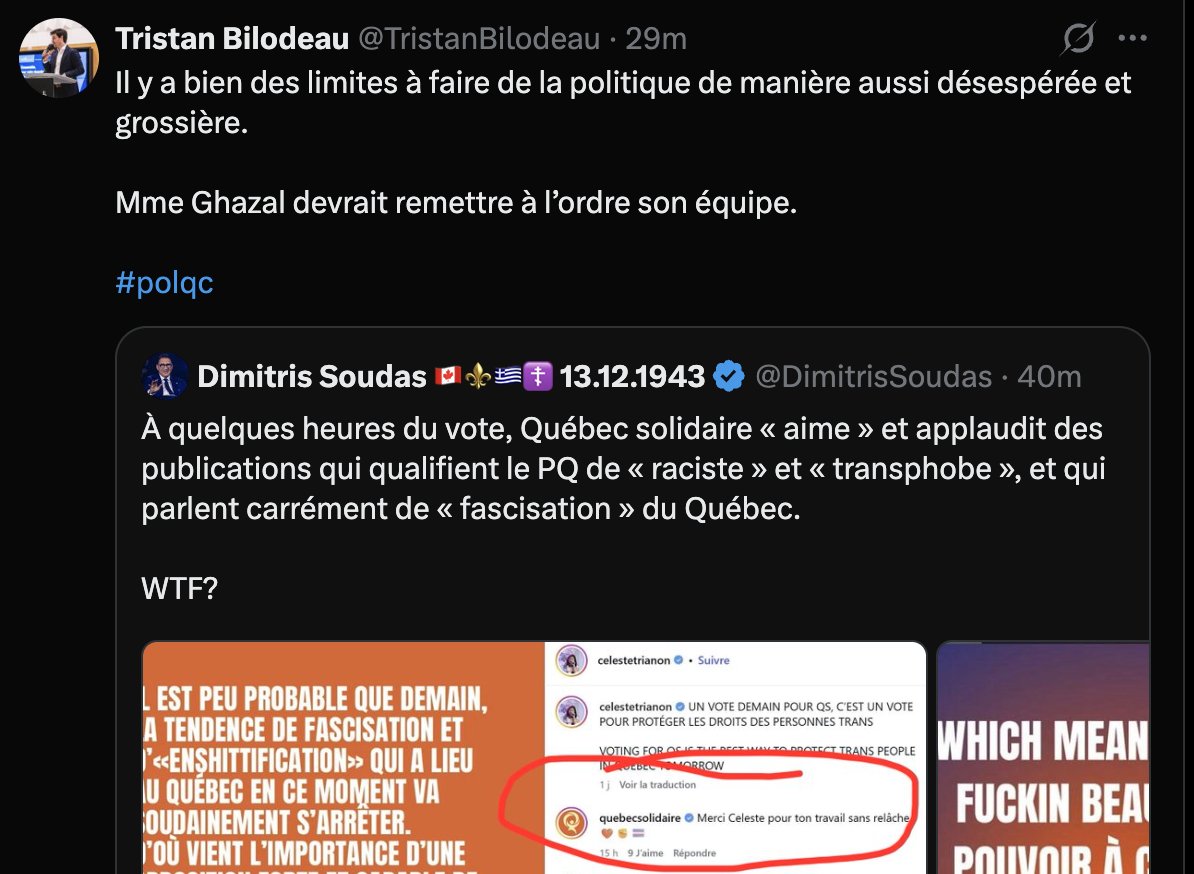 ChrystalAshby's tweet photo. Remarquez qu'aucun péquiste ne se donne la peine d'esquisser ne serait-ce qu'un début de défense sur le fond. Non, on se scandalise, on fait mine d'être outrés, gros effets de toge sanas aucune substance.

Le mot « lunaire » va retontir sous peu, c'est sûr.

Non-denial denial. https://t.co/wzUEIMSeY4