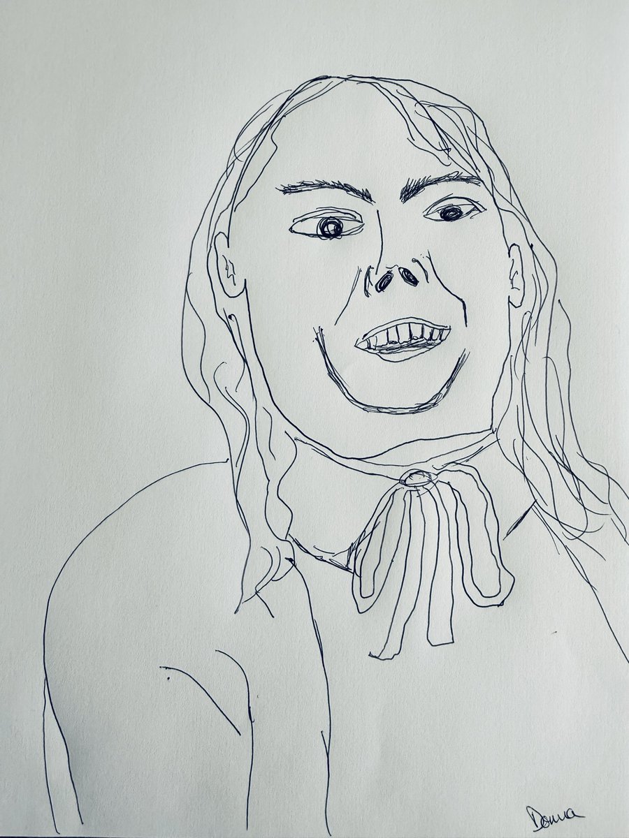 dddonnnaaa's tweet photo. I hear karoline LIEvitt has joined fox. Guess she missed lying to the public. My favorite picture of the bitch along with my drawing. https://t.co/zcxmPR6iWC