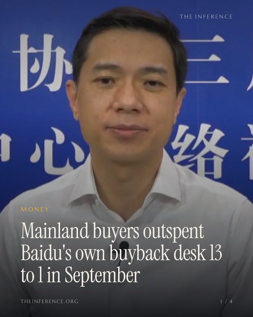 inference_org's tweet photo. Mainland investors put HK$6 billion into Baidu in its first Stock Connect month, about 13 times the HK$450 million the company spent buying back its own stock.

https://t.co/IJRGkbxWw8 https://t.co/ddSPBb2pWq