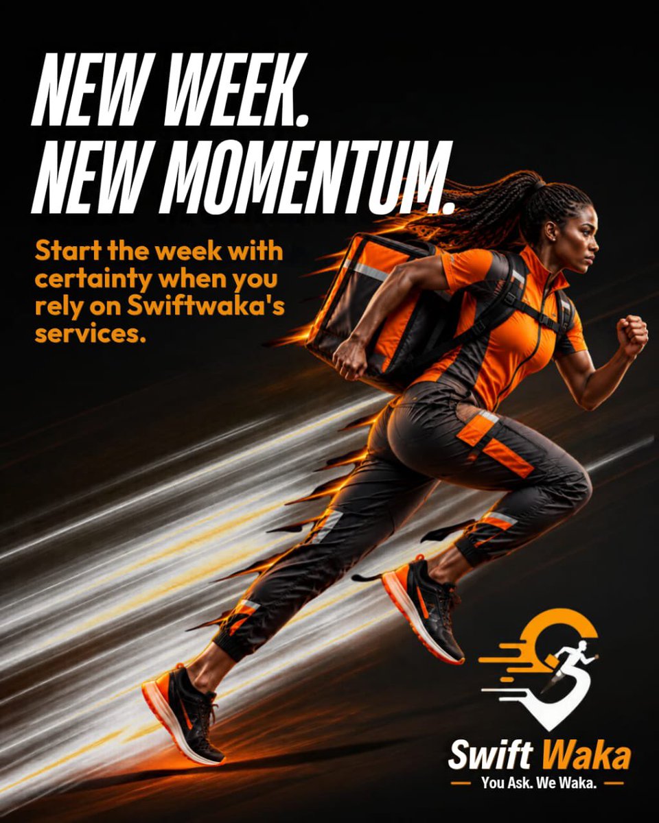 Swiftwaka's tweet photo. New week, new goals, new momentum.

Whatever needs to be picked up, delivered, moved or handled this week, SwiftWaka is ready to waka.

Start your week with less stress and more getting-things-done energy.

You Ask. We Waka.

#SwiftWaka #NewWeek #errandserviceinlagos #fyp https://t.co/nTn2t8Fqj9