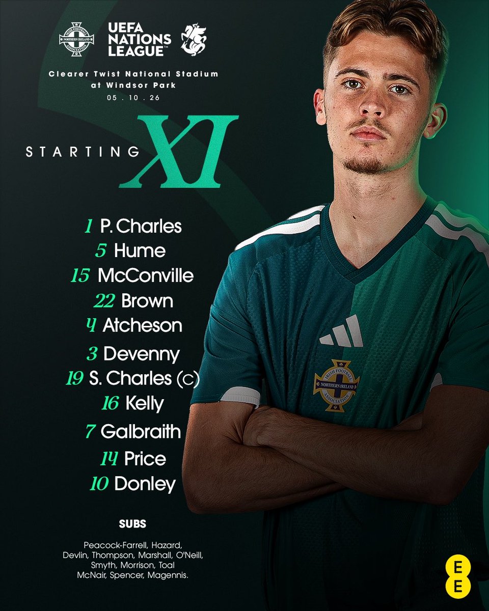NorthernIreland's tweet photo. How we line up tonight against Georgia at home 🤩

#GAWA https://t.co/B1qv8XW0AC