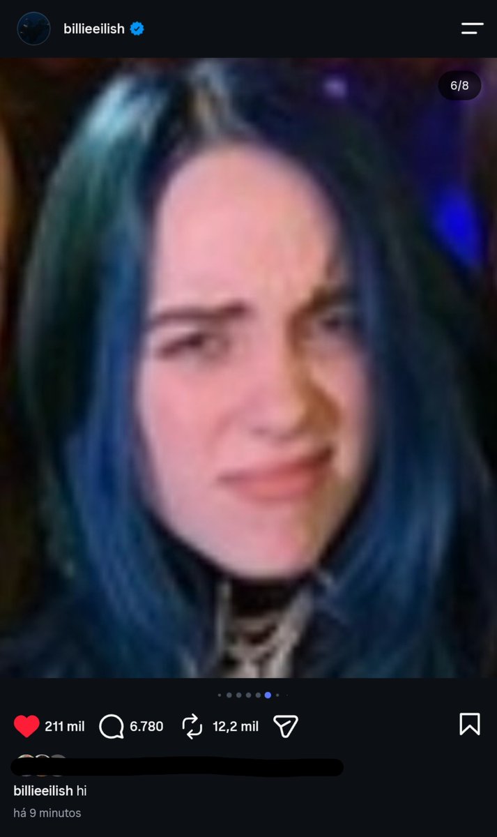 nonseilish's tweet photo. posso falar?? a última vez que a Billie postou uma foto de blue hair foi antes do anúncio do “hit me hard and soft”....... https://t.co/z5LR0tqxPM