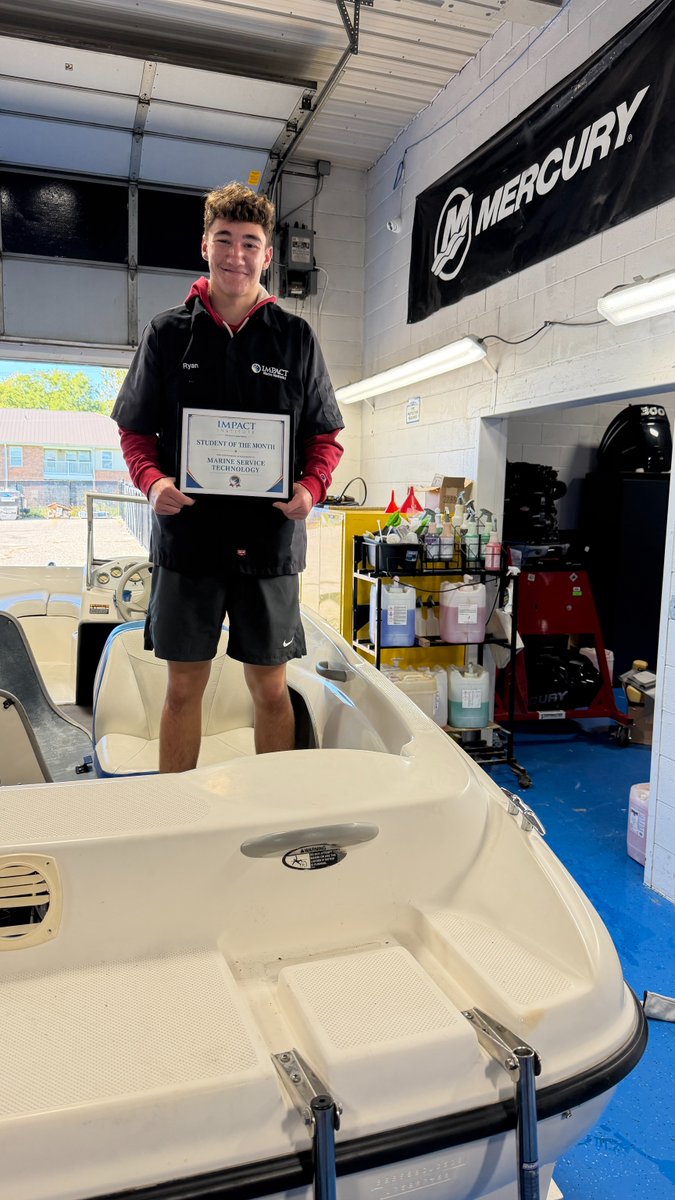IMPACTinst's tweet photo. ⚓ Congratulations to Ryan Glick of West Noble High School, our Marine Service Technology Student of the Month! Great job representing your school and program, Ryan! 👏 https://t.co/jxOnTXFU7L