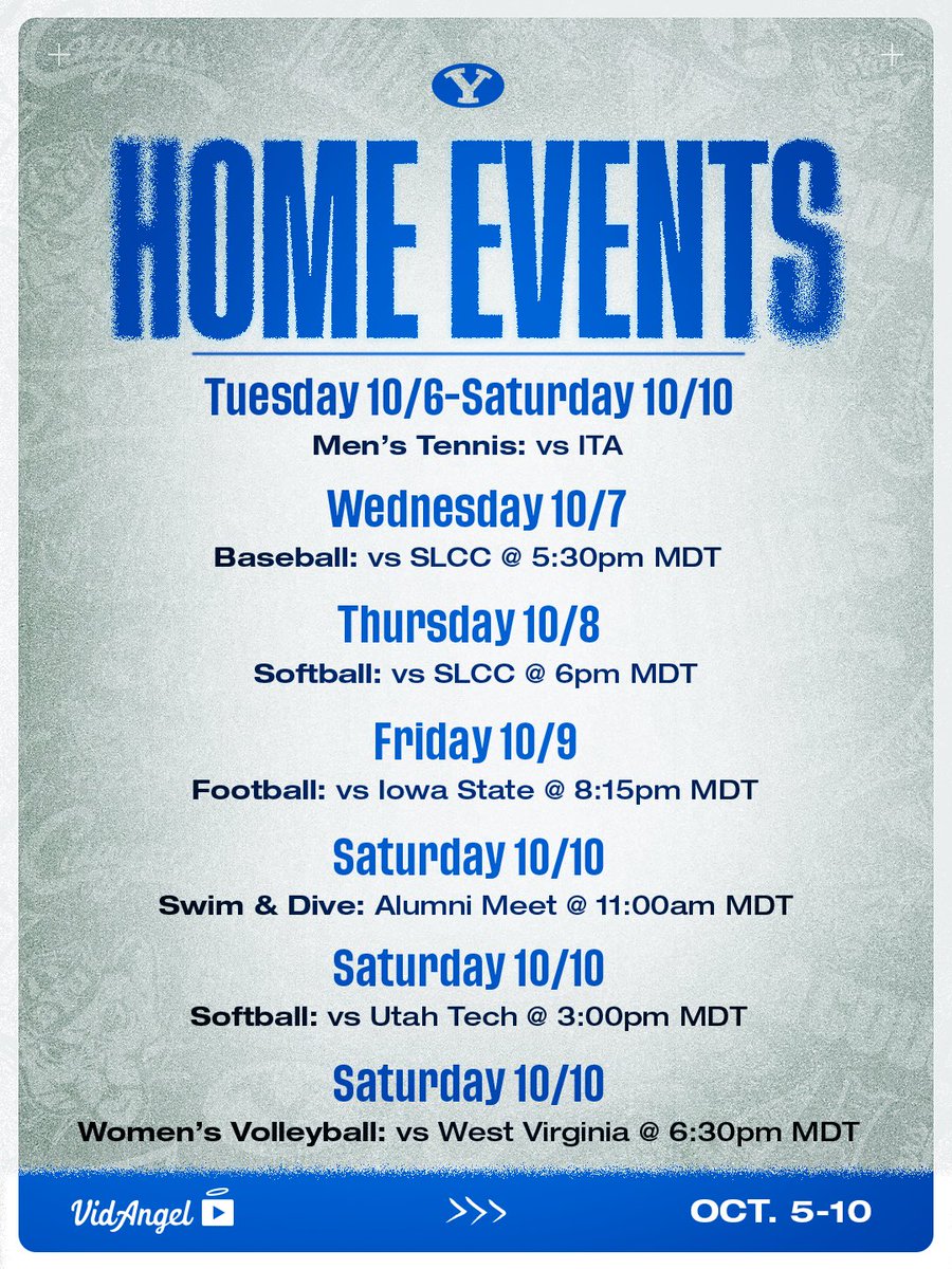 BYUCougars's tweet photo. busy week for the Cougs! https://t.co/mFsdV7W46T