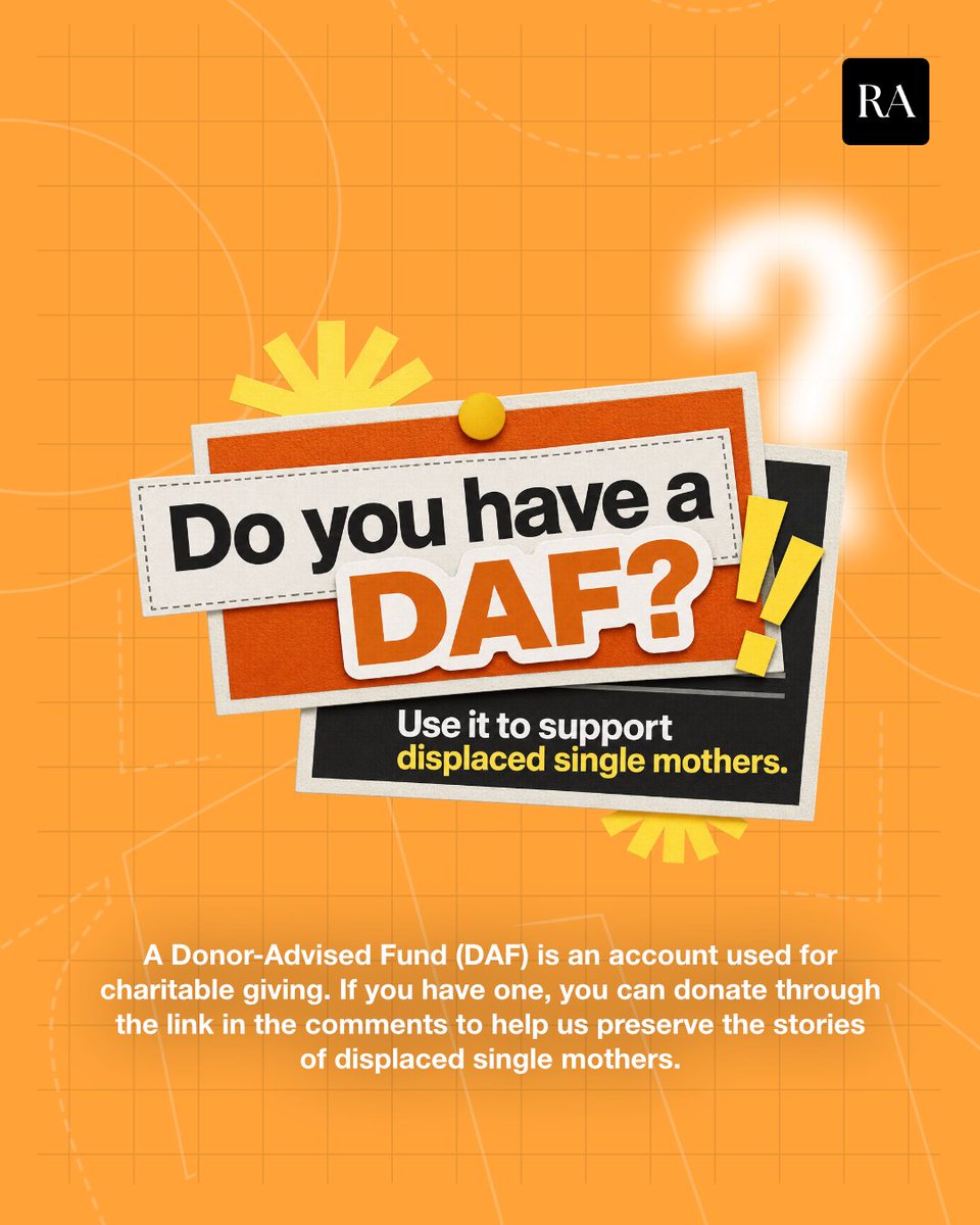 refugeearchive_'s tweet photo. 2 Days Until Daf Day.

Money set aside to do good cannot preserve a single story until it's put to use.

Your DAF grant can help The Refugee Archive document the lives of displaced single mothers.

Make your grant count:
https://t.co/eFG77IsDuB

#DAFDay #TheRefugeeArchive @dafdayofficial
