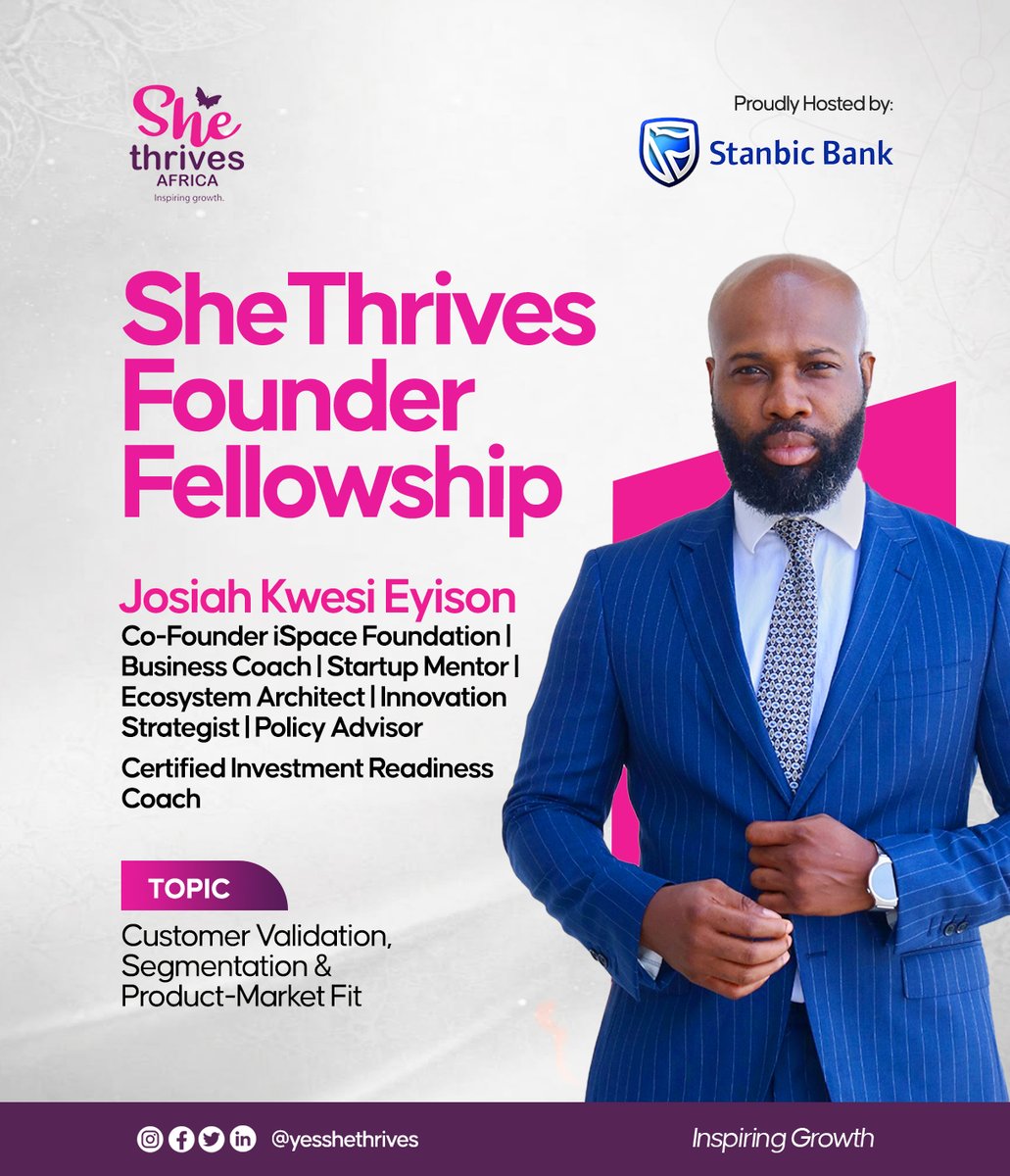 yesshethrives's tweet photo. Week Two || Day 2
Coach || Josiah Kwesi Eyision
The #Founding24 will be diving deeper into customer validation, market segmentation, and Product-Market Fit.
#SheThrivesAfrica #FoundersFellowship #WomenInBusiness #FemaleFounders #Entrepreneurship
@SBIncubatorGH https://t.co/GIuJg498fA