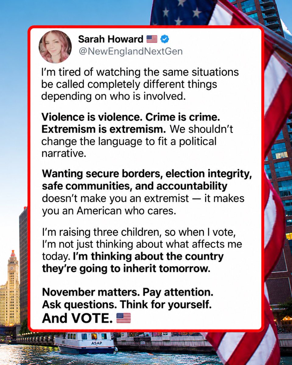 newengnextgen's tweet photo. Pay attention. Ask questions. Think for yourself. November matters. VOTE. 🇺🇸
#Vote2026 #Election2026 #NovemberElection #AmericaFirst #SecureBorders #ElectionIntegrity #SafeCommunities #ProtectOurChildren #FutureGenerations #ParentsVote #AmericanValues #Patriot https://t.co/UK8SCby2rF