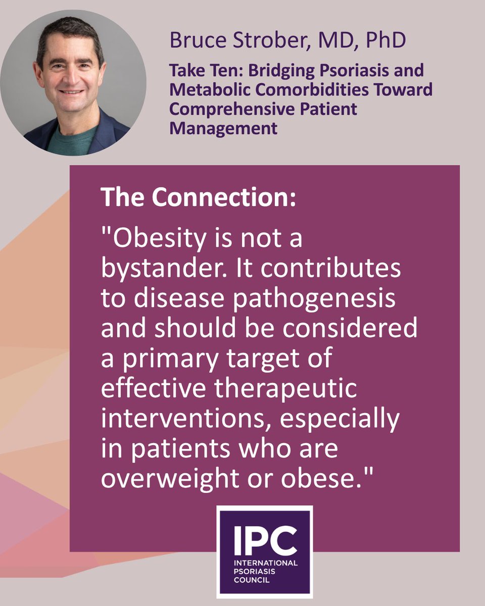 IpcPs's tweet photo. Biologics changed psoriasis care for skin and joints, but metabolic comorbidities need their own attention.
In #TakeTenWithIPC, IPC President Bruce Strober, MD, PhD, shares five 2025 IPC Think Tank priorities for cardiometabolic care.
https://t.co/HnkP3X31jI
#Psoriasis https://t.co/C2QwMLMqv0
