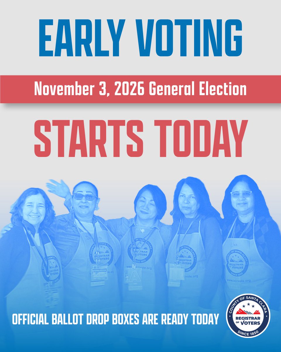 sccvote's tweet photo. Today marks the beginning of early voting for the upcoming November 3, 2026 General Election. Take the opportunity to vote early!

#Vote #SCCVote #VoteEarly https://t.co/zjAYhdThZa