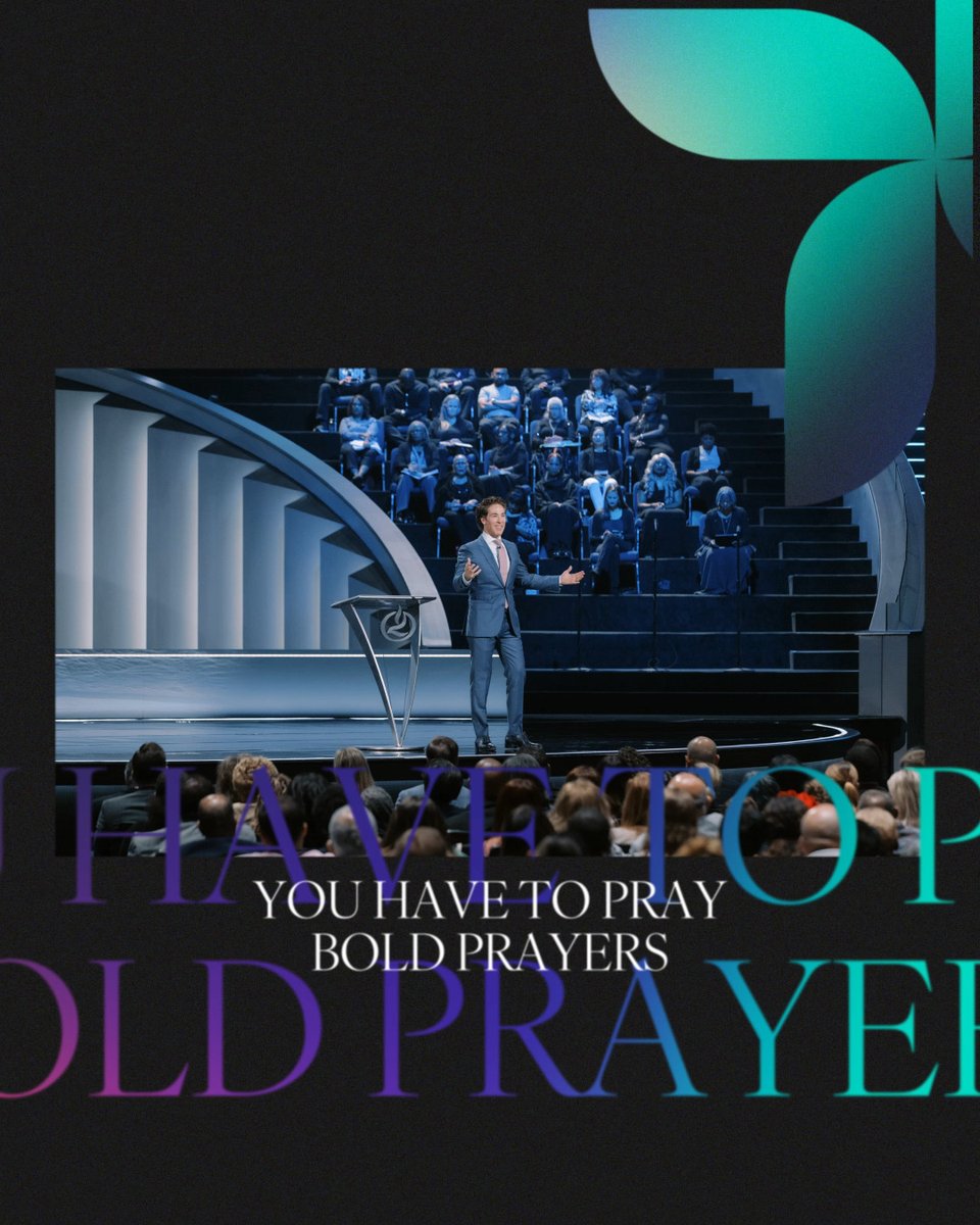 Joel Osteen stands on stage in a gray suit before a large audience, gesturing passionately while delivering a sermon, with the overlaid text "YOU HAVE TO PRAY BOLD PRAYERS" emphasizing the message about daring to ask God for unexplainable, miraculous outcomes.