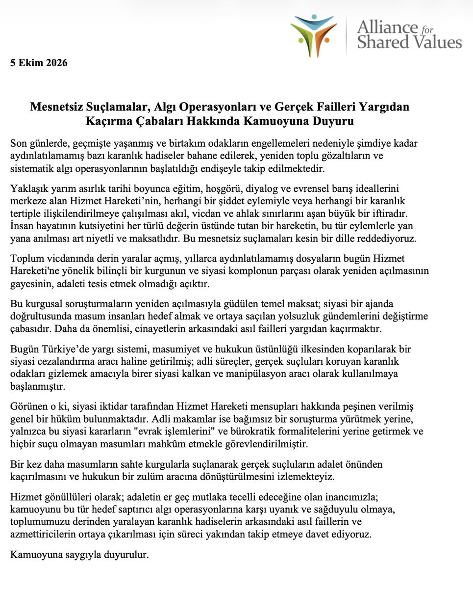 AfSV_TR's tweet photo. Mesnetsiz Suçlamalar, Algı Operasyonları ve Gerçek Failleri Yargıdan Kaçırma Çabaları Hakkında Kamuoyuna Duyuru: https://t.co/UQ1G1AKmJi https://t.co/PLgpu0yklh