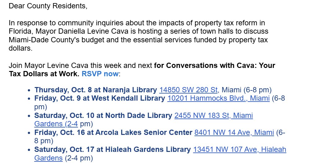 doug_hanks's tweet photo. Miami-Dade @MayorDaniella doing a mini barnstorm on the Amendment 3 statewide tax-cut plan. Here she'll lay out how many county services are funded by property taxes and what might happen if those revenues get cut... https://t.co/laeoXg3qy4