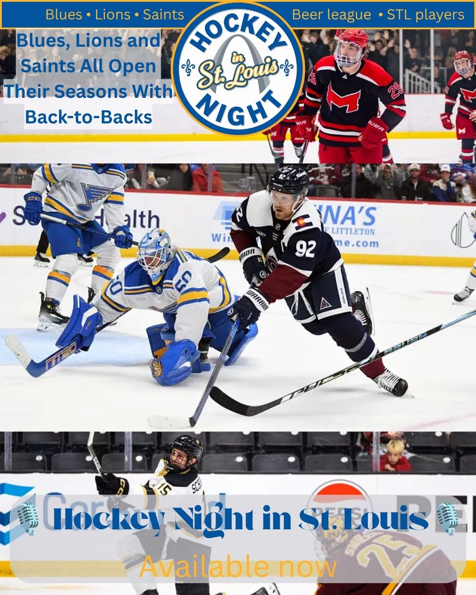 HockeyNightSTL's tweet photo. 🚨NEW EPISODE MONDAY🚨
#STLBlues, #Lindenwood and #Maryville All Open Their Seasons With Back-to-Backs
📺YouTube: https://t.co/NljLFOxwmc
🔊Spotify: https://t.co/3xTJZrnJhG
🔊YT Music: https://t.co/sabcFz81SS
🔊Apple: https://t.co/FvKOVaAlpu
🌐URL: https://t.co/18Y0QJrYfg https://t.co/z3NSNcOSZM