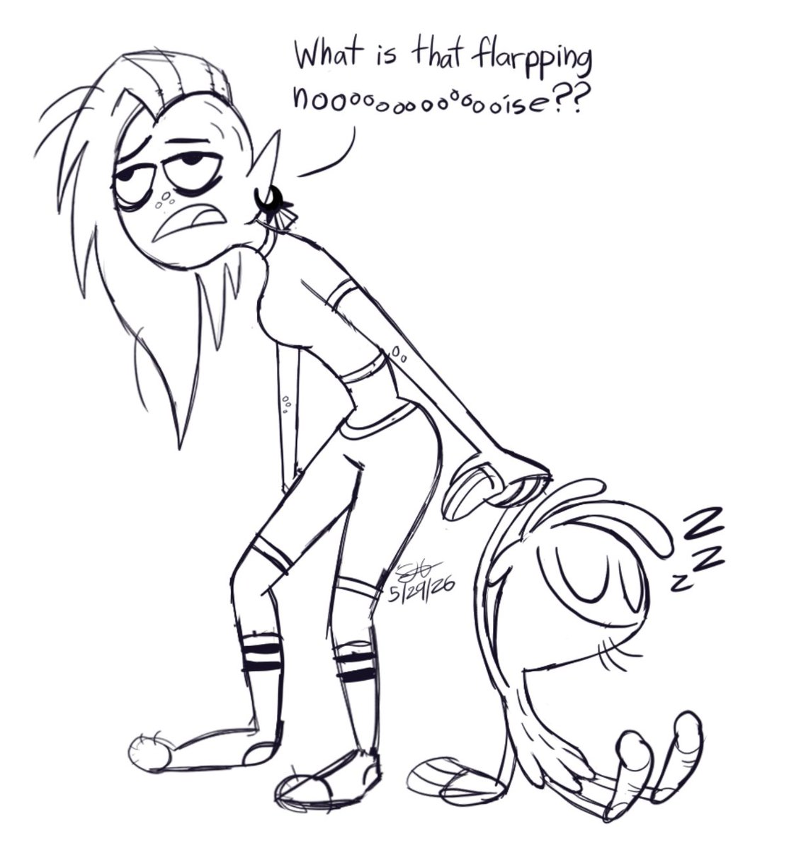 FROGKICKZ's tweet photo. my sleep was worse the past couple days and i remembered this 

Dee dragging her emotional support teddy bear out of bed at 3AM  #wanderoveryonder #wandom/#deathstar https://t.co/0U8LHDG66A