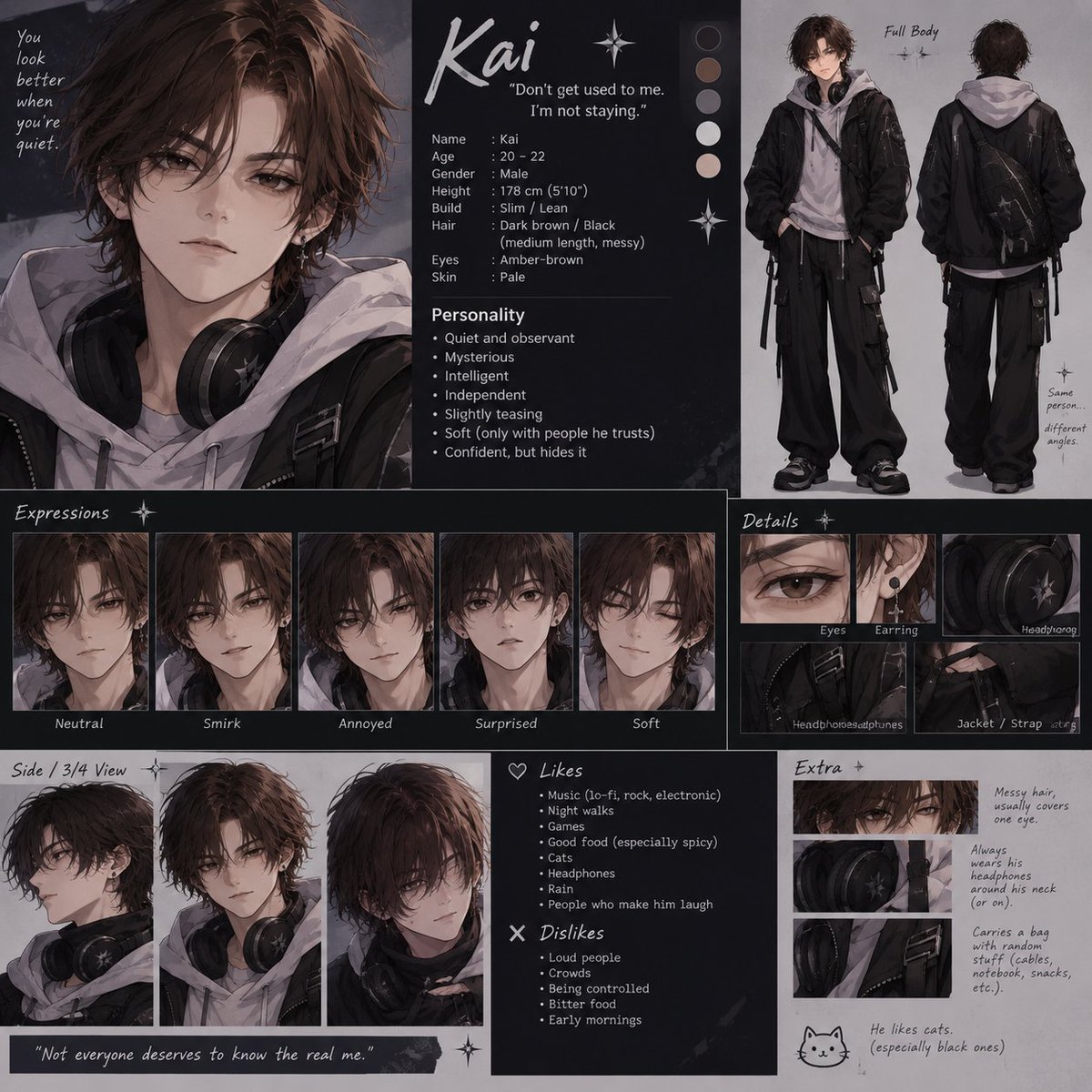 RenMizuru's tweet photo. I got bored so I used chatgpt to make character sheets with my face as an anime character https://t.co/qGA82cKNuQ