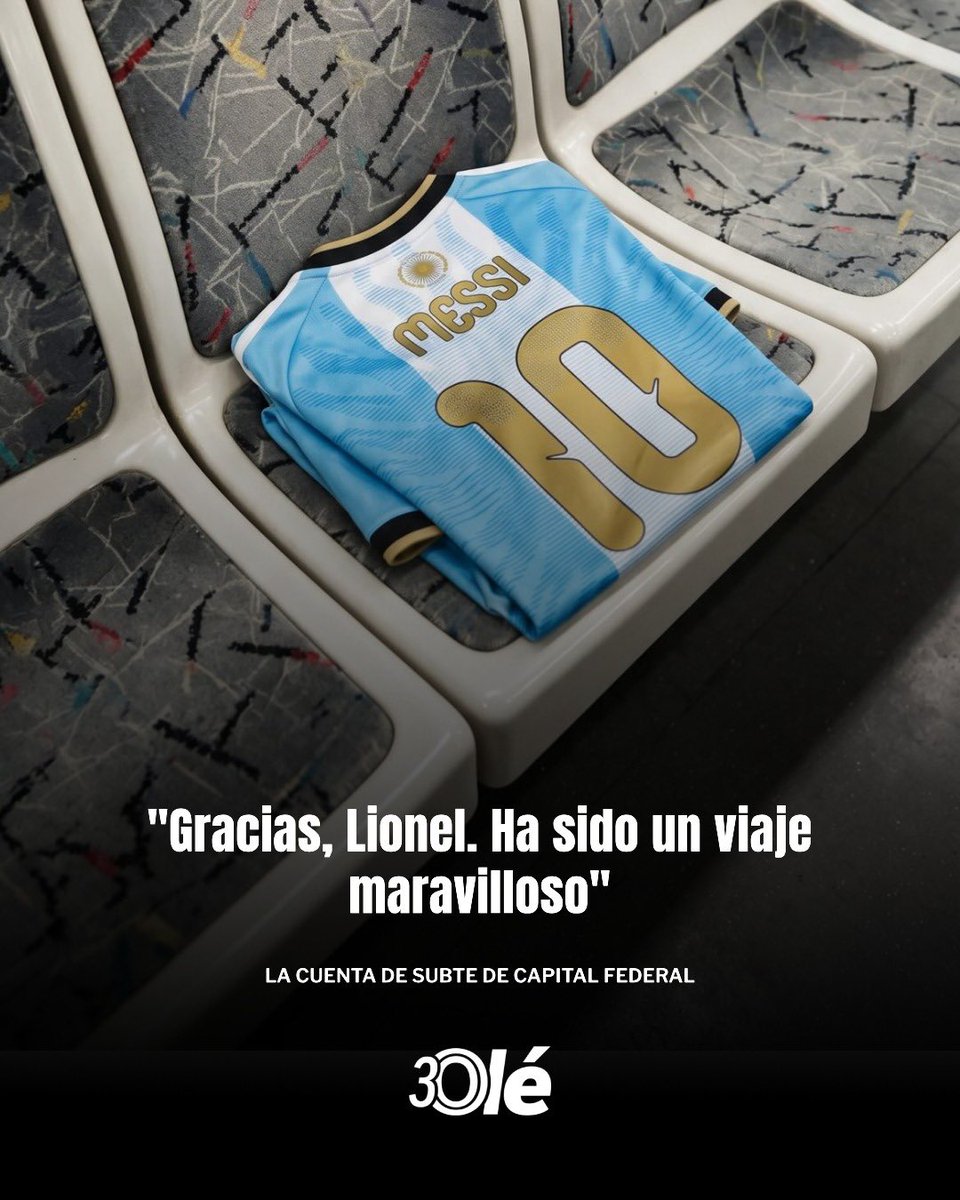 DiarioOle's tweet photo. 🥹🇦🇷 “HA SIDO UN VIAJE MARAVILLOSO”

La cuenta oficial del Subte de la Ciudad de Buenos Aires publicó un emotivo video dedicado a Messi 

▶️ El video es en el marco del anuncio de la extensión horaria debido al partido de despedida 

📹 basubte https://t.co/uYxj5r7BgZ
