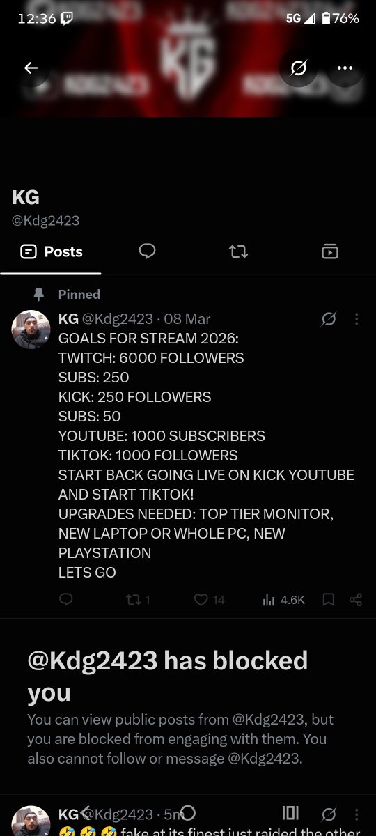 Saintsman95's tweet photo. @Twisted2K_ @tsmolz I've never once interacted with dude, never been in his stream until TODAY, legitimately had to search up his name manually just to find out I'm already blocked 🤣 don't know know dude. https://t.co/OlPnGSc4iS