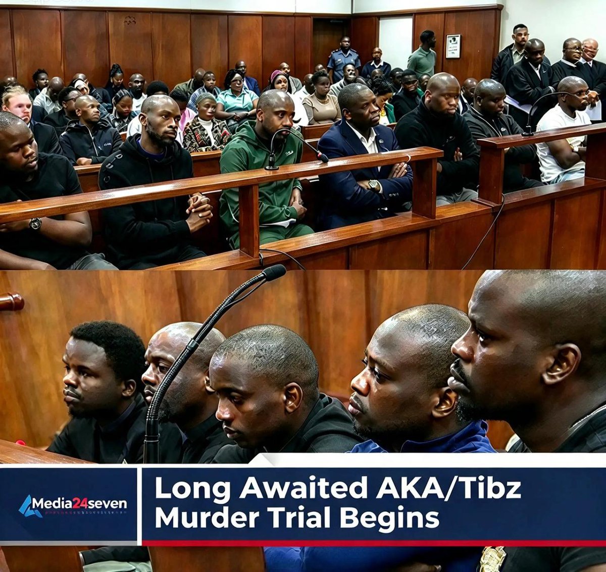 media24seven's tweet photo. "Dramatic Developments in AKA's Murder Trial: Accused Plead Not Guilty!"
The murder trial for South African rapper AKA and his friend Tibz is getting really intense at the Durban High Court. This morning, all seven accused have pleaded not guilty to some serious charges, including murder and conspiracy, related to a tragic incident in February 2023. Family members were present at the hearing, showing their support. The state claims this was a planned assassination with financial motives behind it! It’s kind of wild that the police took a whole year to announce the arrests of the suspects, especially since two key brothers fled to Eswatini before being caught. Now, the legal process to bring them back to South Africa has been quite the lengthy journey. Let’s keep an eye on how this unfolds! For more on this story: https://t.co/AQCTgdLd2K
