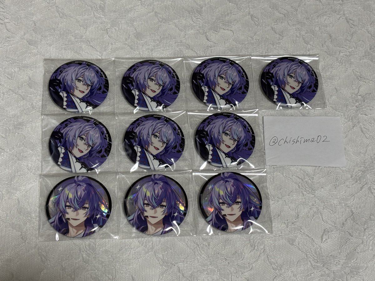 chishima02's tweet photo. 【交換】 にじさんじ MECHATU-A 1st LIVE Over Drive! 缶バッジ

求)画像1枚目 優先.求
譲)画像2〜6枚目

⚫︎郵送.都内手渡しでの交換
⚫︎10/8までに速達対応可能な方
⚫︎異種交換◎
⚪︎西💚ライブ衣装.KV含む方優先
⚪︎東🩵のみのお声がけお時間いただきます

お気軽にお声掛けください https://t.co/WtllgBX80O