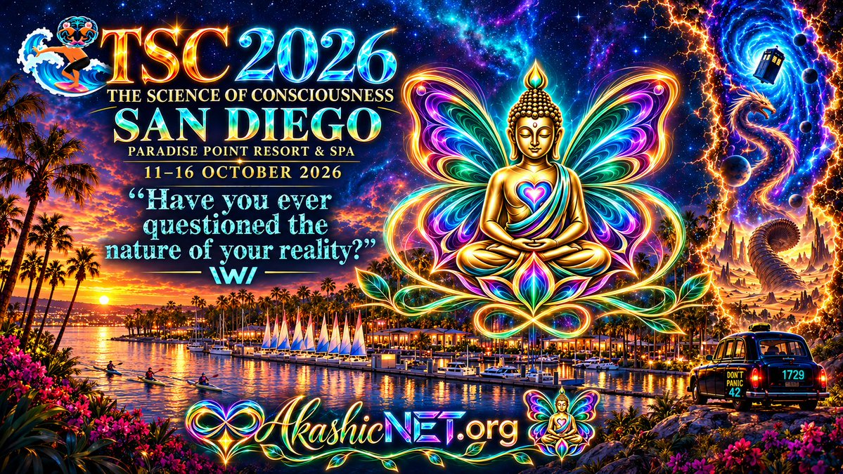 AkashicNET_org's tweet photo. “Have you ever questioned the nature of your reality?” \W/

#TSC2026 · 11–16 Oct · Paradise Point, San Diego 🦋

AkashicNET journal: https://t.co/iuysoTAjce
Official: https://t.co/BttO361TDP

#Consciousness #Westworld #AkashicNET https://t.co/wgShmJQ5D2