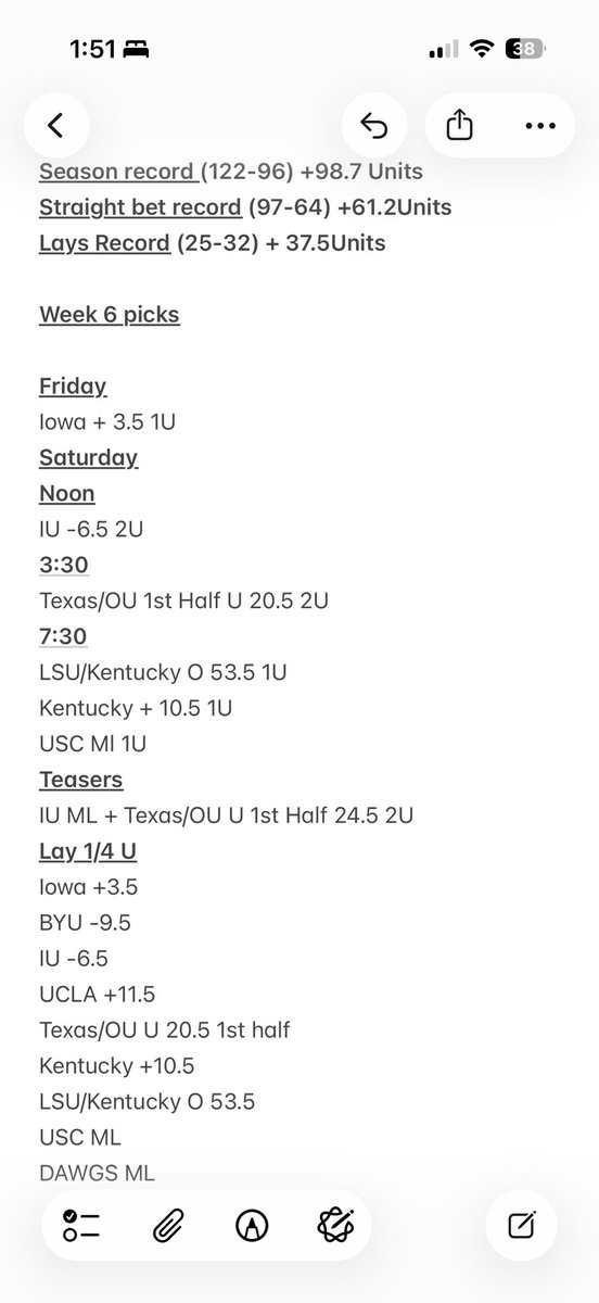 Hawl_SI's tweet photo. Week 6 Plays as of today https://t.co/acBrGI64ra
