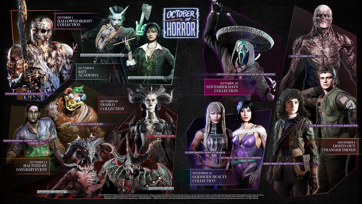 DeadbyDaylight's tweet photo. A new set of nightmares hits the shelves this Halloween.
Steal a look at the new releases for our October of Horror. https://t.co/Hf9blEhOYs