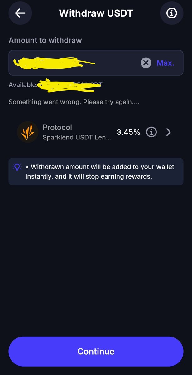 FernaRedondo's tweet photo. @TrustWallet I cant withdraw from spark earn. Please help https://t.co/cD2AsiKH6J